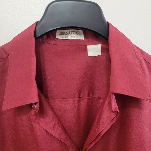 Loris Azzaro Pour Homme Cranberry Dress Shirt Long Sleeve Mens L - Picture 8 of 10